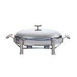 Oval Food Warmer with 2 Candles -3 Lit. -Stainless Steel 18/10 & Tempered Glass
