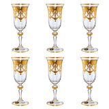 Bohemia Crystal Flute Set, 6 Pieces -Gold -150 ml