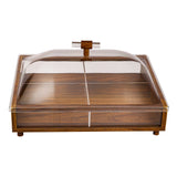 Square Wooden Divided Tray with Acrylic Lid -4 Sections -31x26x15 cm