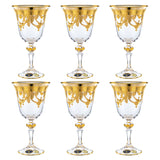 Bohemia Crystal Goblet Set, 6 Pieces -220 ml -Gold