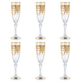 Bohemia Crystal Flute Set, 6 Pieces -Gold