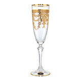 Bohemia Crystal Flute Set, 6 Pieces -Gold