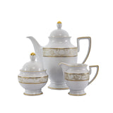 Falkenporzellan Dinner Set, 112 Pieces -Cream & Gold & White -Porcelain