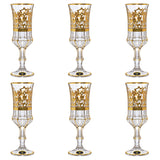 Bohemia Crystal Flute Set, 6 Pieces -Gold
