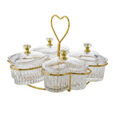 Heart-shaped Nuts Set with Lids on a Stand, 4 Pieces