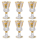 Bohemia Crystal Goblet Set, 6 Pieces -Gold & Floral Design