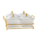 4-piece Square Nuts Set with Lids on a Stand -Gold