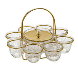 8 Coffee Cups Sets and Sugar Bowl with Lid on a Stand