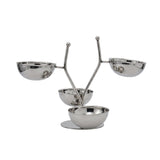 4 Section Serving Bowl Set with Handle -Stainless Steel