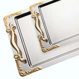 Nehir Tray with Gold Handles -Stainless Steel