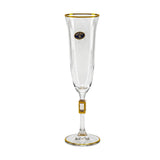 Bohemia Crystal Flute Set, 6 Pieces -Gold -190 ml
