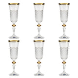 Bohemia Crystal Flute Set, 6 Pieces -Gold -150 ml