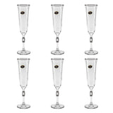 Bohemia Crystal Flute Set, 6 Pieces -Silver -190 ml