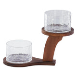 2 Bowl Set with Wooden Holder with Lid