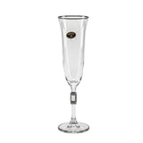 Bohemia Crystal Flute Set, 6 Pieces -Silver -190 ml