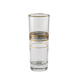 Pasabahce Longdrink, Tumbler, Tea Cups & Saucer Set, 24 Pieces -Gold & Silver