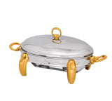 Royal Alfredo Oval Food Warmer -Silver & Gold -2.2 Lit. -Stainless Steel