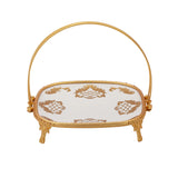 Square Porcelain Plate with Legs and Swing Handle -Gold -29x23 cm