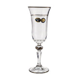 Bohemia Crystal Flute Set, 6 Pieces -Silver -150 ml