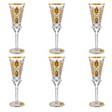 Bohemia Crystal Flute Set, 6 Pieces -Gold