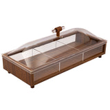 Rectangular Wooden Divided Tray -3 Sections with Acrylic Lid -38x16x15 cm