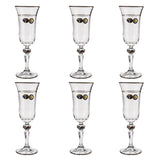 Bohemia Crystal Flute Set, 6 Pieces -Silver -150 ml