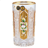 Bohemia Crystal Longdrink Set, 6 Pieces -370 ml -Gold & Floral Design