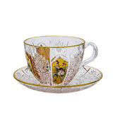 Bohemia Crystal Teacup with Saucer Set, 12 Pieces -Gold
