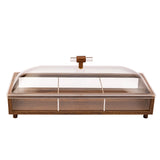 Rectangular Wooden Divided Tray -3 Sections with Acrylic Lid -38x16x15 cm