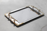 Nehir Tray with Gold Handles -Stainless Steel