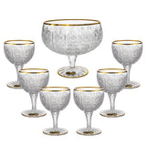 Bohemia Crystal Bowl Set, 7 Pieces -Gold