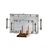Acrylic Tray with Silver Handles, 2 Pieces