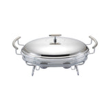 Oval Food Warmer with 2 Candles -3.0 Lit. -Stainless Steel 18/10 & Tempered Glass