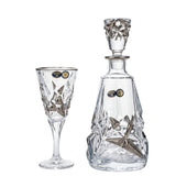 Bohemia Crystal Bottle & Goblet Set, 7 Pieces -Silver