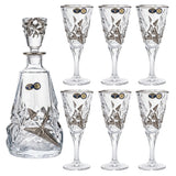 Bohemia Crystal Bottle & Goblet Set, 7 Pieces -Silver