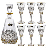 Bohemia Crystal Bottle & Goblet Set, 7 Pieces -Gold & Silver
