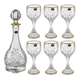 Bohemia Crystal Drink Set, 7 Pieces -Gold