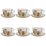 Bohemia Crystal Teacup with Saucer Set, 12 Pieces -Gold