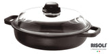Risoli Black Pot with Glass Lid and Handles -28 cm