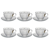 Bohemia Crystal Tea Cup with Saucer Set, 12 Pieces