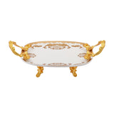 Oval Porcelain Plate with Handles and Legs -Gold