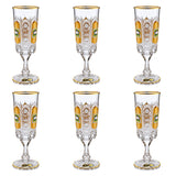Bohemia Crystal Flute Set, 6 Pieces -Gold