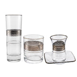 Pasabahce Longdrink, Tumbler, Tea Cups & Saucer Set, 24 Pieces -Silver