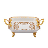 Square Porcelain Plate with Handles and Legs -Gold