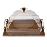 Square Wooden Tray with Acrylic Lid and Handle -28x23x18 cm