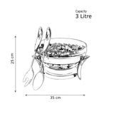 Royal Alfredo Salad Bowl with Servings -Silver -3 Lit. -Stainless Steel