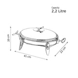 Royal Alfredo Oval Food Warmer -Silver & Gold -2.2 Lit. -Stainless Steel