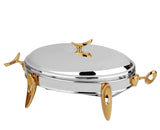 Royal Alfredo Oval Food Warmer -Silver & Gold -2.2 Lit. -Stainless Steel