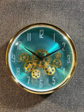 Wall Clock -35x35 cm -Gold & Turquoise