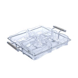 Square Hors d'oeuvre, 4 Parts -Stainless Steel 18/10 & Glass